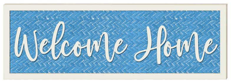 Welcome Home woven-texture framed sign