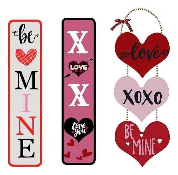 Valentine porch sign set, 3pcs