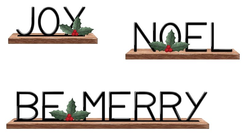JOY NOEL BE MERRY standing word blocks