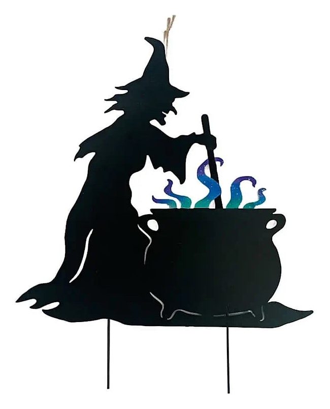Witch with cauldron silhouette stake