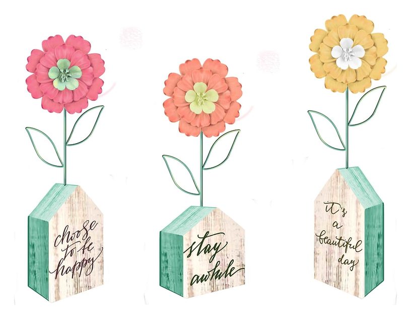 Floral block trio, standing
