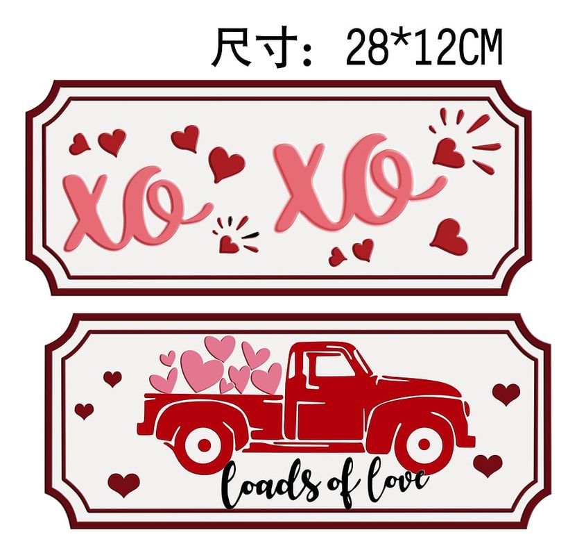 XOXO red truck hanging sign set