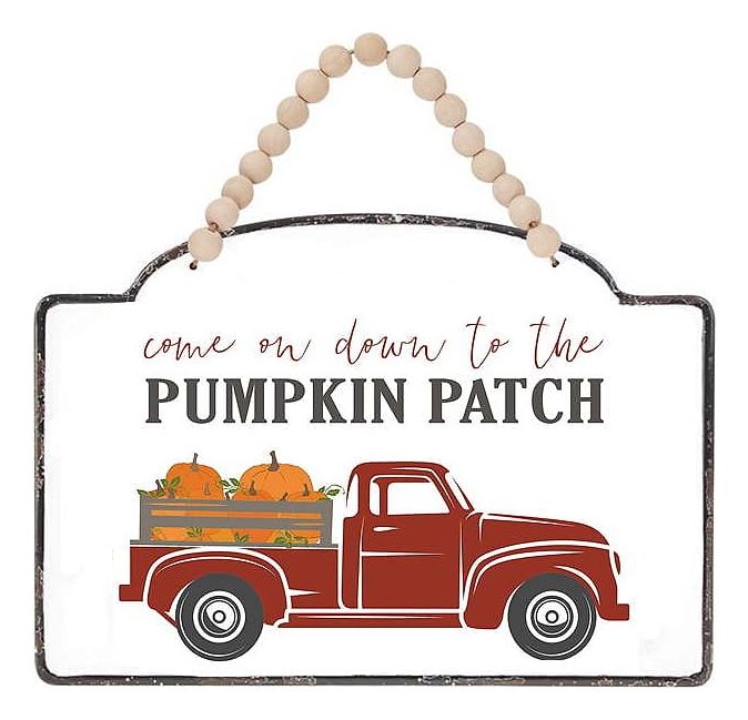 Pumpkin Patch red truck hanging sign