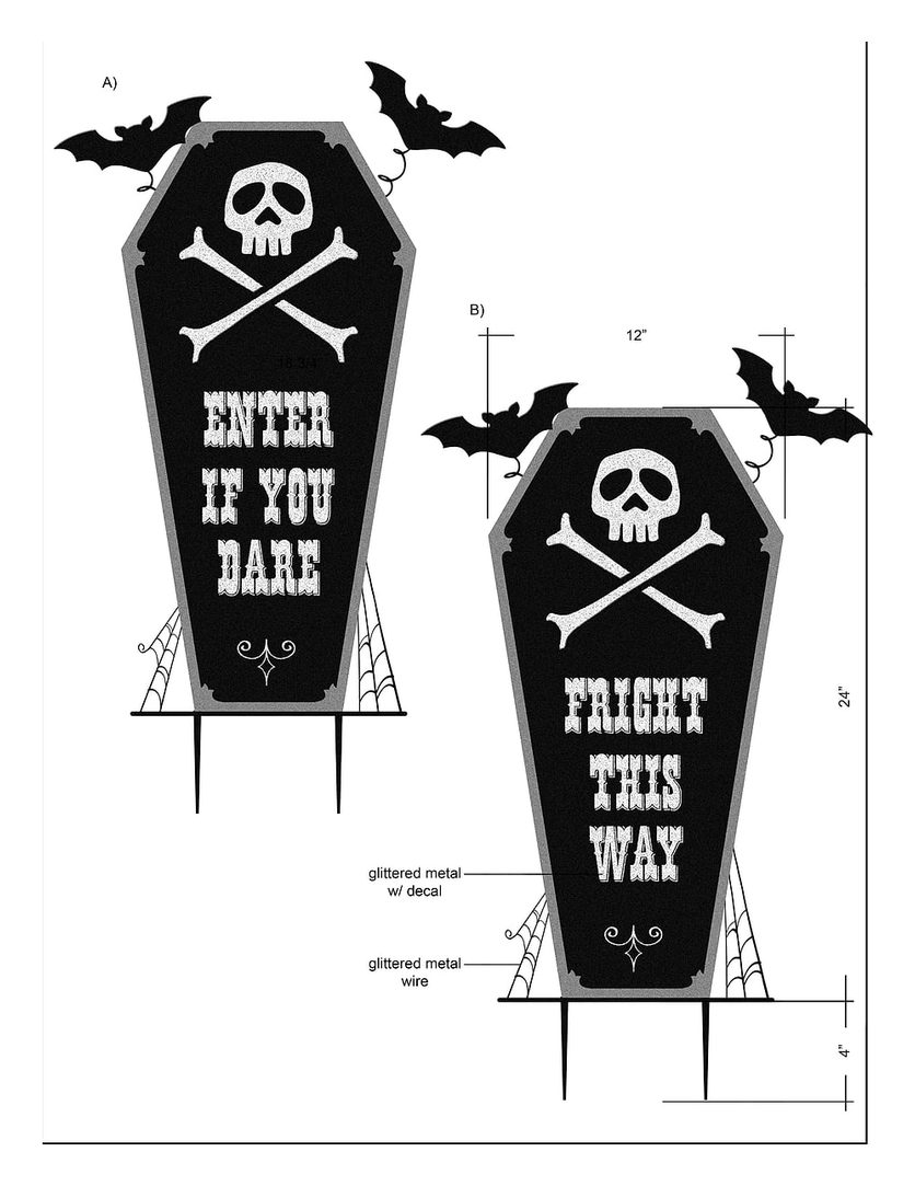 Coffin Enter If You Dare yard stake set