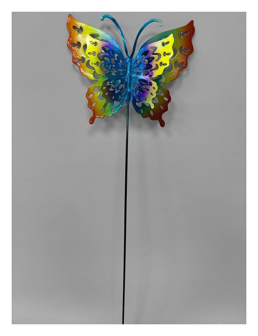 Rainbow butterfly garden stake
