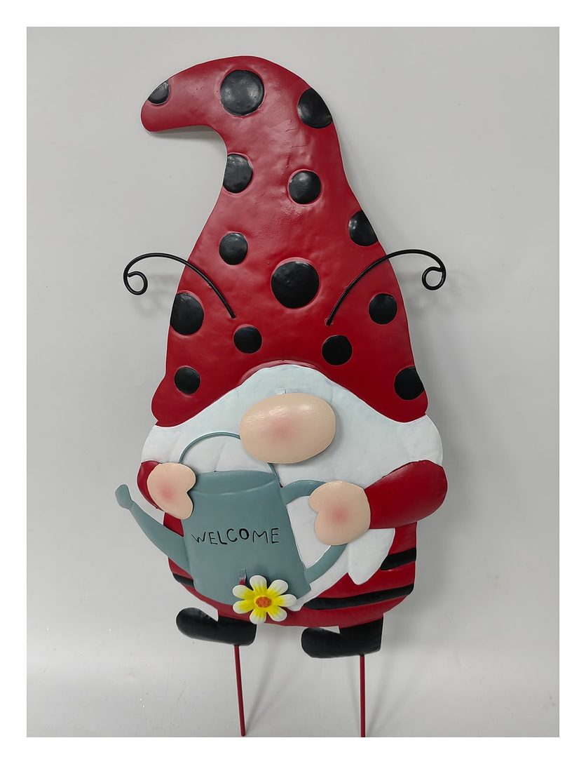 Ladybug gnome garden stake
