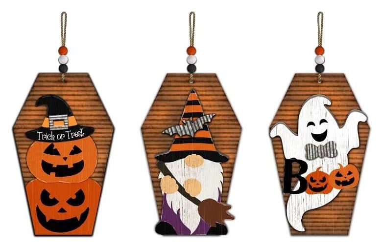 Halloween coffin ornament set, 3pcs