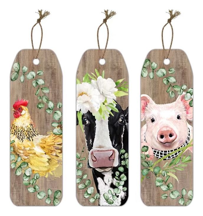 Farm animal hanging sign set, 3pcs