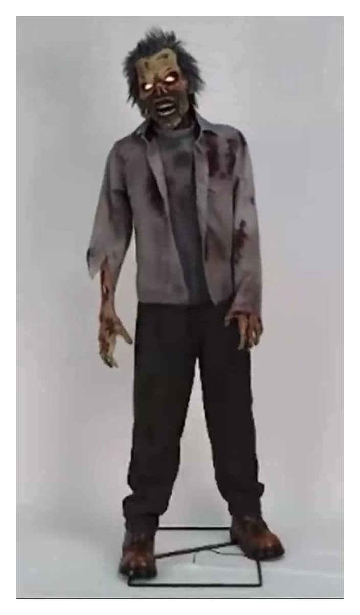Animated standing zombie figure, life-size