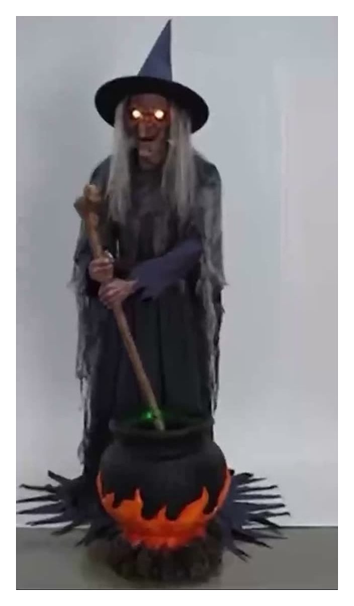 Animated witch with cauldron, standing