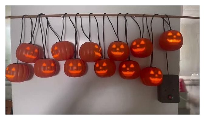 Halloween orange pumpkin LED light string, 10 heads