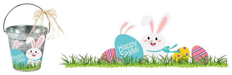 Easter bunny bucket and egg lawn sign set
