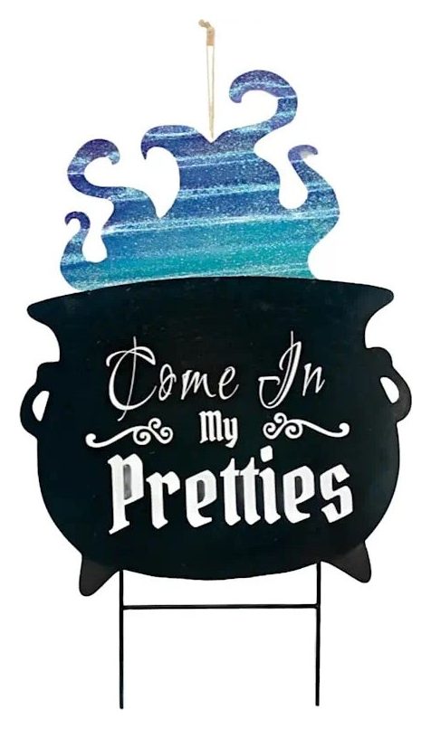 Come In My Pretties cauldron yard stake
