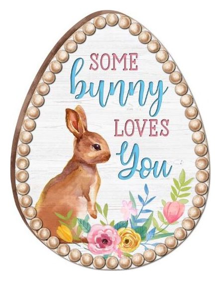 Some Bunny Loves You beaded egg wall sign