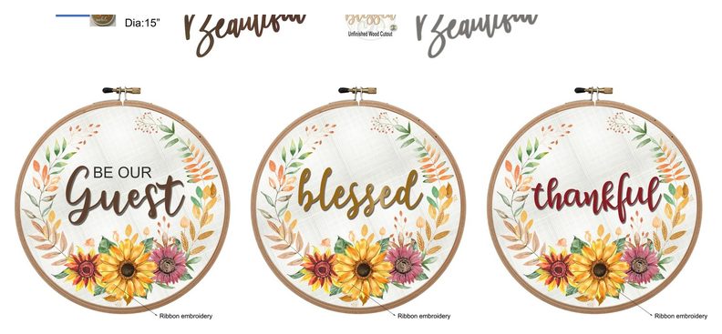 Sunflower embroidery hoop sign, 3 designs