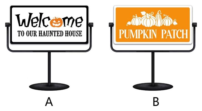 Haunted House and Pumpkin Patch sign stake, pair