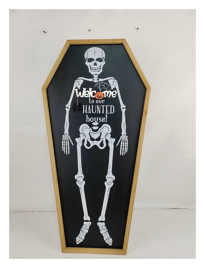 Welcome to our Haunted Home coffin sign