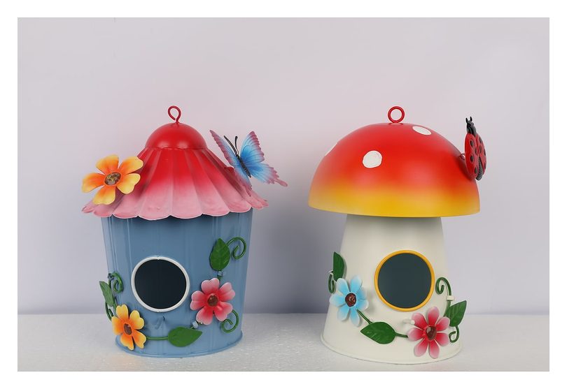 Mushroom birdhouse, pair