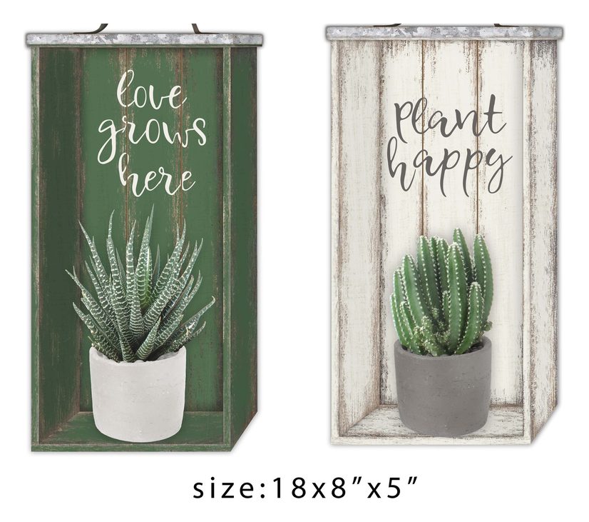 Love Grows Here wall planter box, pair